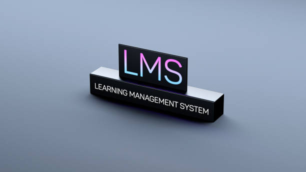 LMS Learning Management System text, inscription on blocks, banner. LMS concept. 3D render.